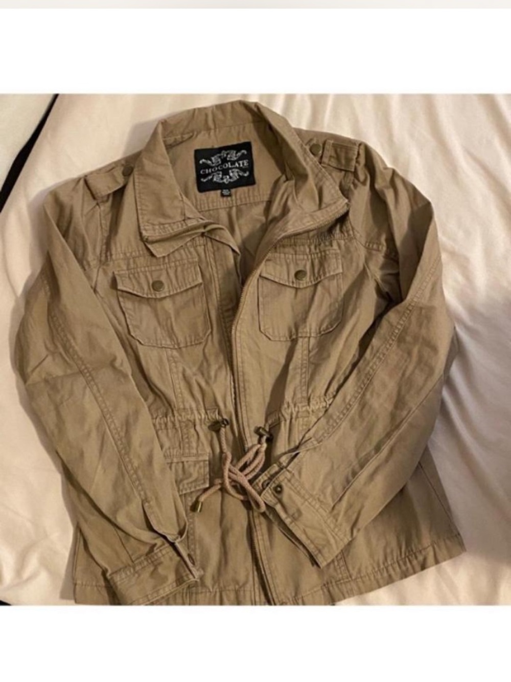 Chocolate Women's Tan Drawstring Utility Jacket Sz M
